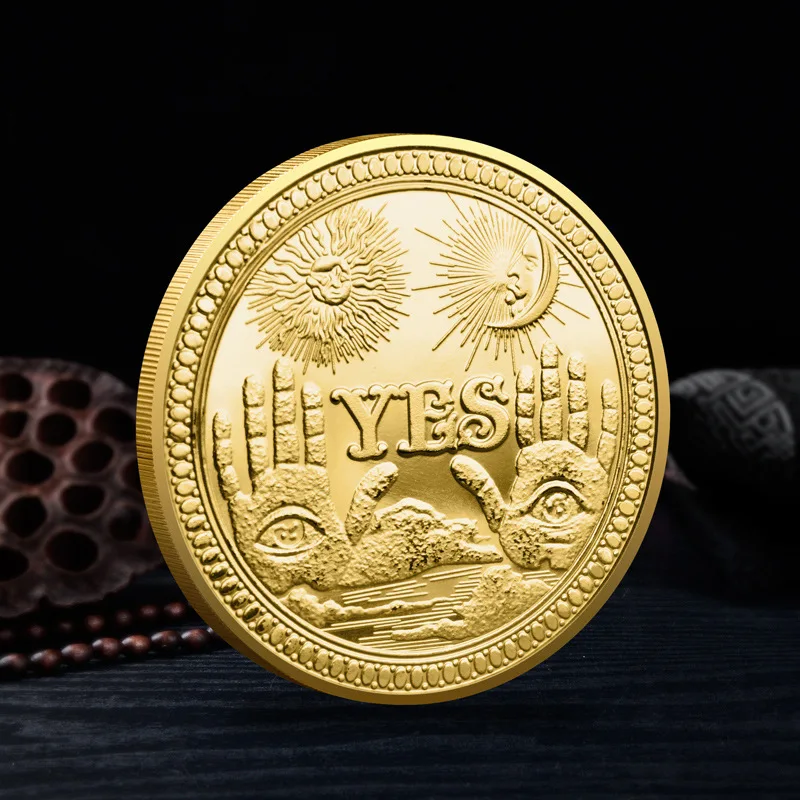 

Yes or No Prediction Decision Coin Ouija All-Seeing Eye or Death Angel Gothic Gold Plated Metal Souvenir Commemorative Coins