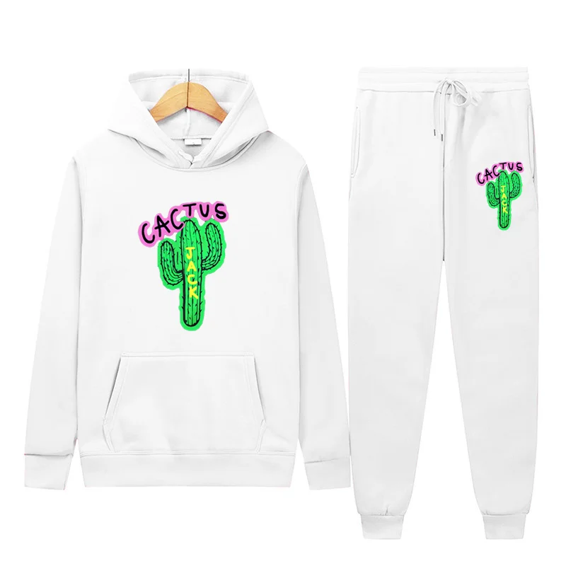 

Juice cactus men's and women's sportswear casual sweater + sports pants suit casual solid color printing women's suit spring and