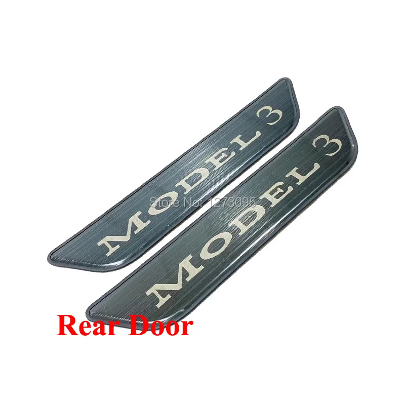 Rear Short Black Для Tesla модель 3 Нержавеющая Накладка на порог автомобиля Защита Накладка на педаль аксессуары для автомобиля - Цвет: Rear Short Black
