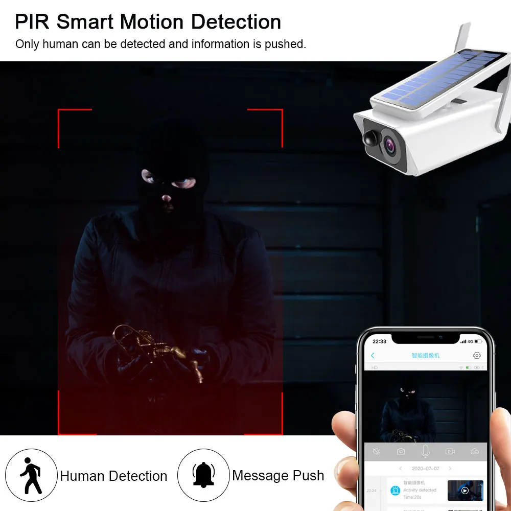 5MP Solar IP Security Camera PIR Motion Sensor Battery Power Two Way Audio Wireless Wifi CCTV Video Surveillance | Безопасность и