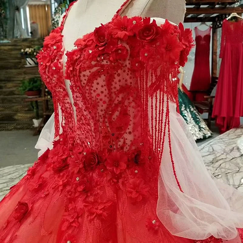 LS451212 best seller ball gown plus size evening dresses spaghetti strap long sleeves brides wedding party dress free shipping | Свадьбы и