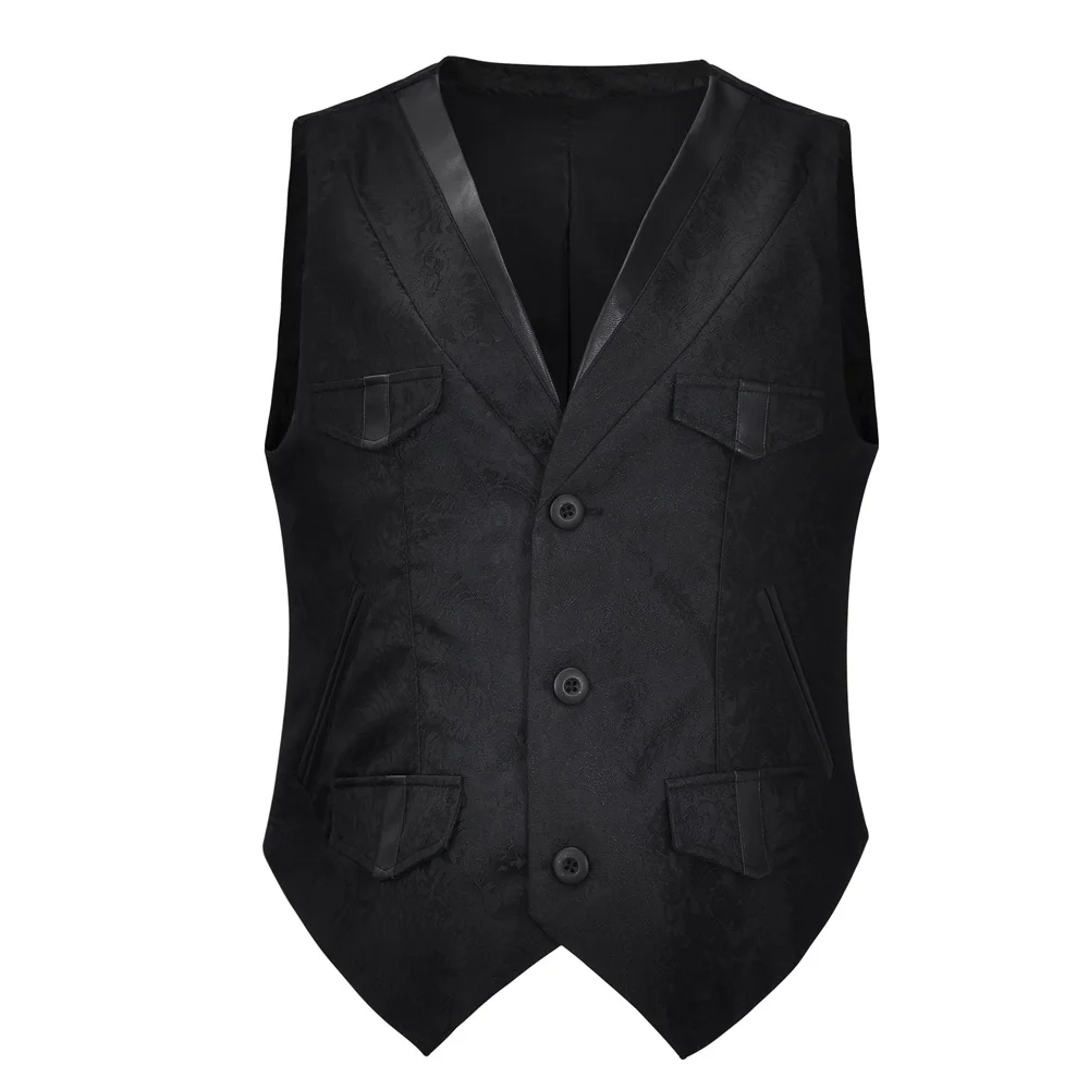 

Fashion Mens Slim Fit Jacket Black Casual V-Neck Sleeveless Vest Gothic Single Breasted Suit Formal Business Groomman Waistcoat