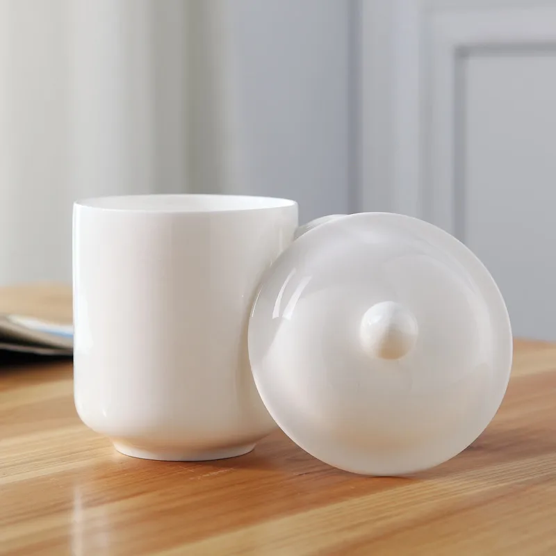 Цзиндэчжэнь костяного фарфора Керамическая чайная чашка с крышкой набор