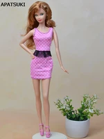 pink fashion doll clothes fitting mini dress for barbie dolls vestidos party dress clothes for 16 bjd doll accessories kid toy