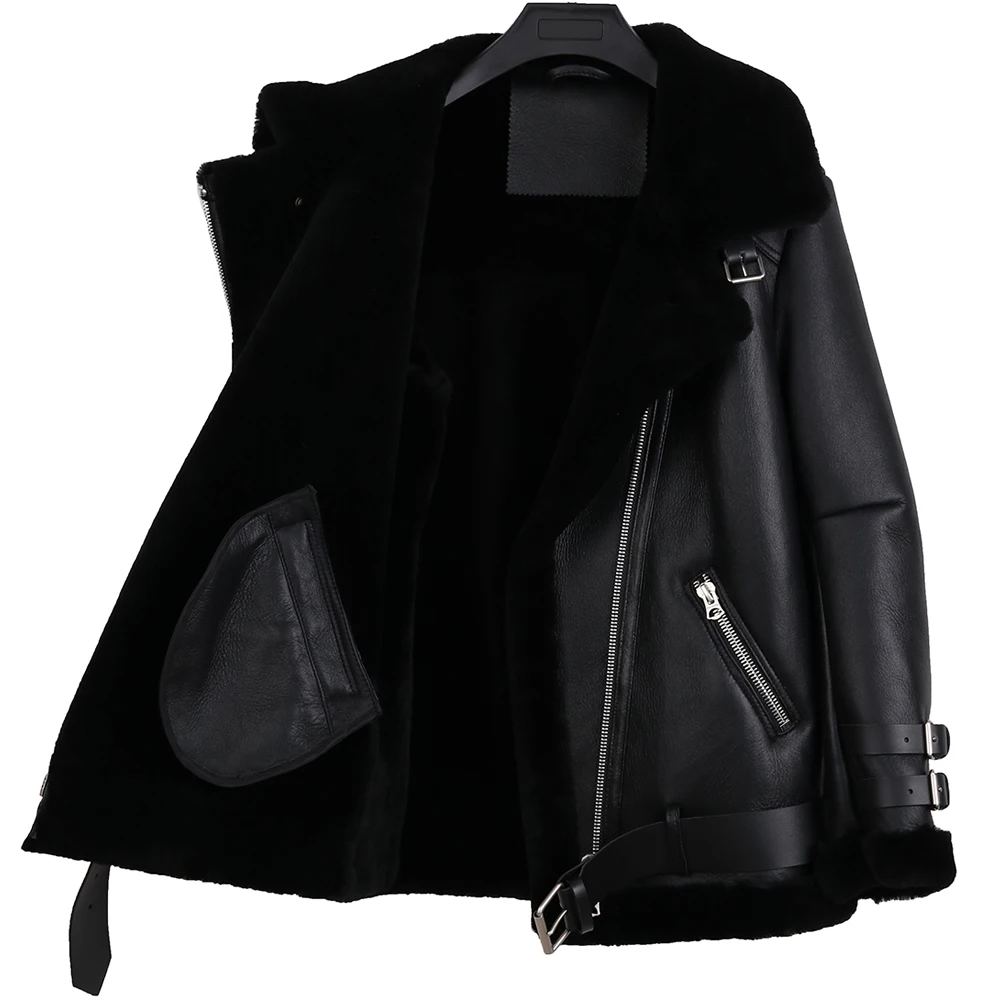 Женская мотоциклетная куртка YOLOAgain с меховой подкладкой из натуральной