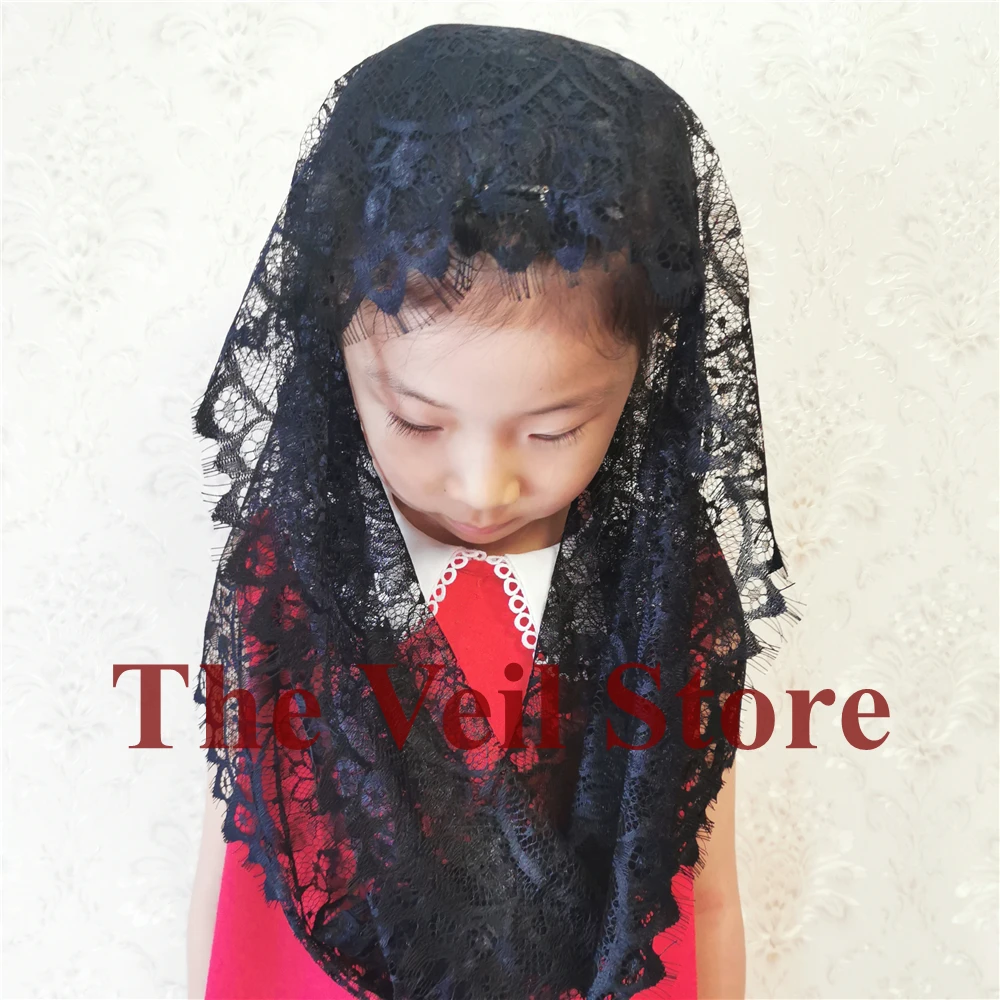 Кружевная Фата ISHSY Girls для церкви католическая повязка на голову круглая