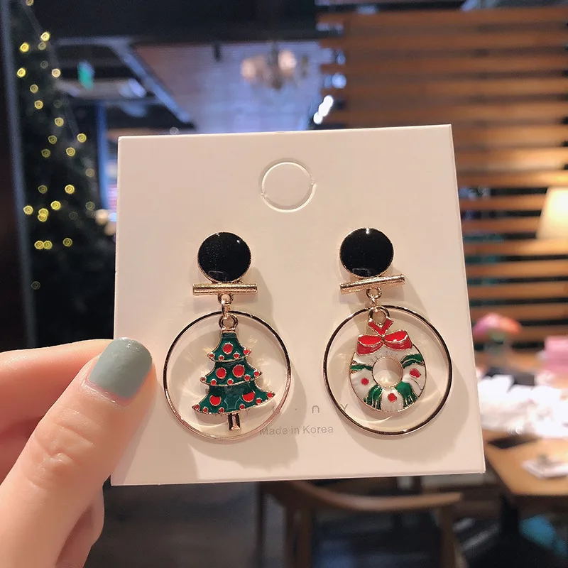 

New Trendy Christmas Earrings Crystal Snowman Jewelry Christmas Tree Stud Earring For Women Creative Party Accessories Girl Gift