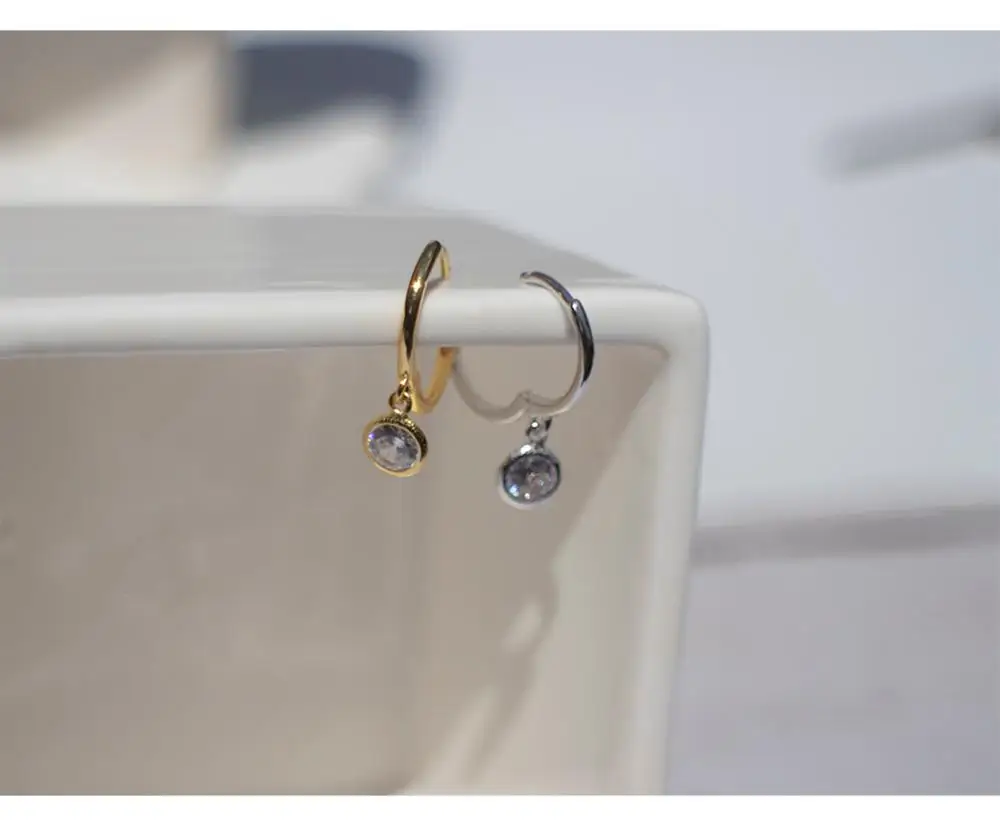 Серьги из стерлингового серебра 925 пробы, Модный Циркон, круглый короткий кулон, круглые серьги, тренд кости, дикие женские серебряные серьги, ювелирные изделия