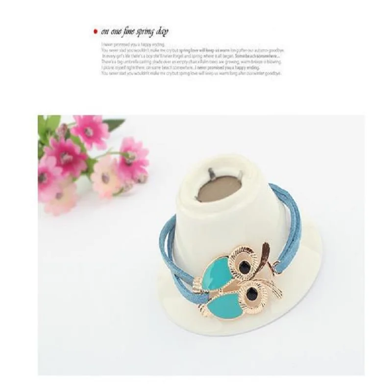 Модный металлический кожаный браслет с совой ювелирные изделия для женщин