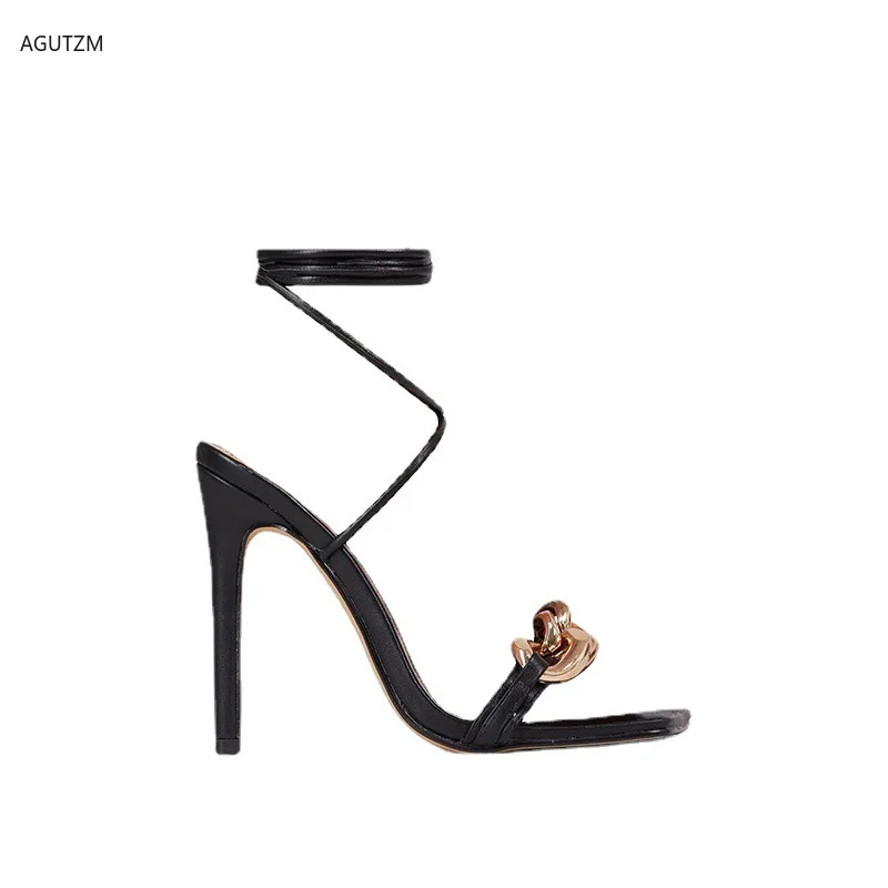 

Summer Women High Heels Shoes Ankle Strap metal chain Sandals Sexy Pump Female high Heel Party Wedding Ladies Zapatos De Mujer