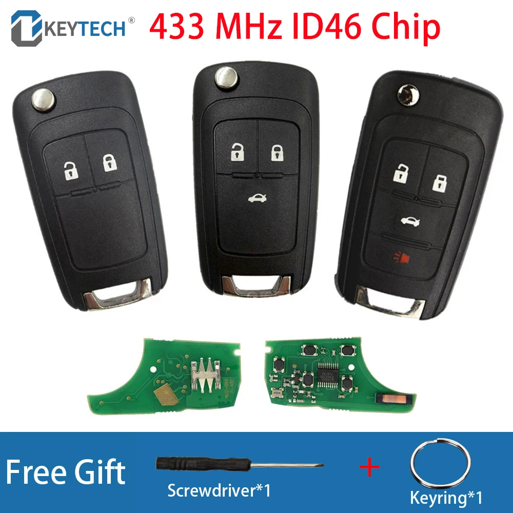 

OkeyTech 433MHz Flip Foding Car Remote Key for OPEL/VAUXHALL Astra J Corsa E Insignia Zafira C 2009-2016 ID46 Chip 2/3/4 Button