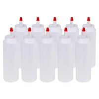 10 packs of 8 oz plastic squeeze bottles with red tip caps suitable for food crafts art multi use