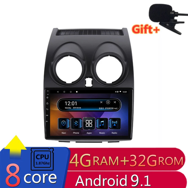 " 4G ram 2.5D ips 8 ядерный Android 9,1 автомобильный DVD мультимедийный плеер gps для Nissan Qashqai j10 2008 2009 2010-2012 Радио Навигация