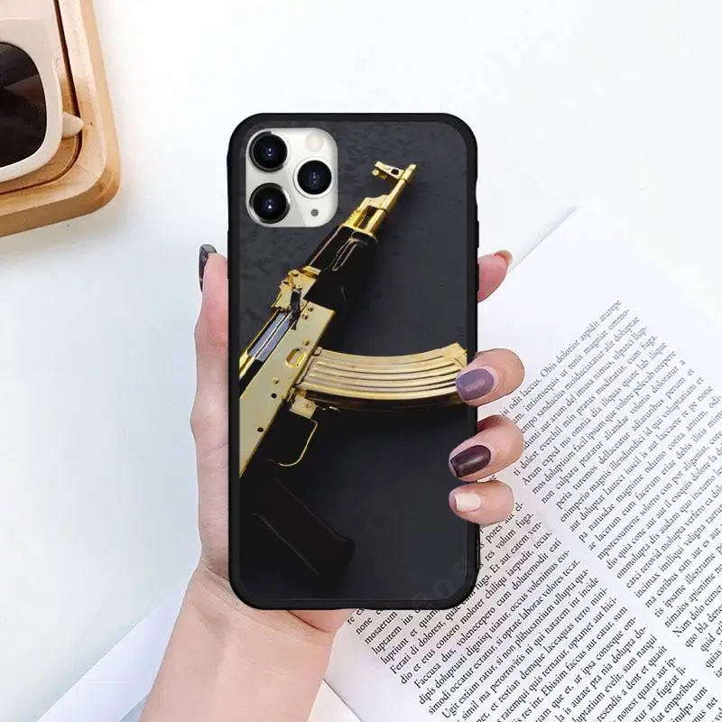 

AK47 Handgun Gun BUllets Phone Cases for iPhone 11 12 pro XS MAX 8 7 6 6S Plus X 5S SE 2020 XR Luxury brand shell funda coque