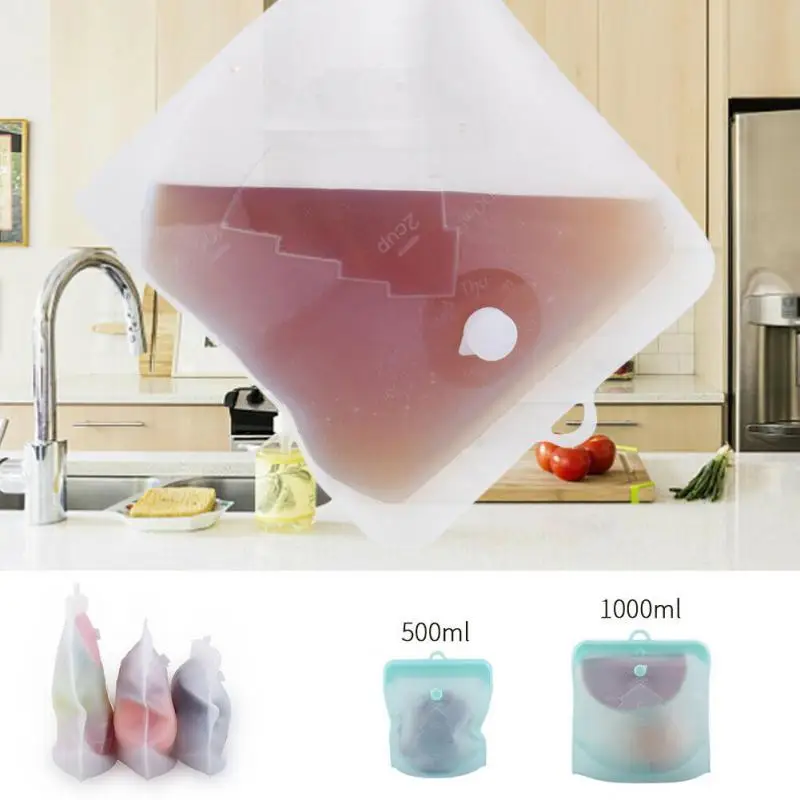 Многоразовый пакет с молнией мешок еды герметичные силиконовые контейнеры для