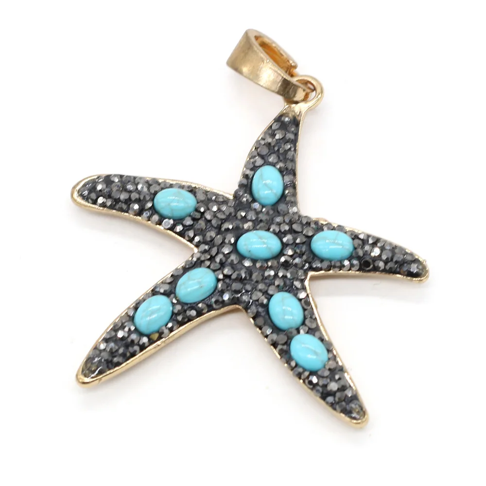 

Natual Stone Pearl Shell Pendant Charms Five-pointed Starfish Pendant for Making DIY Jewelry Necklace Accessories Gift 58x60mm