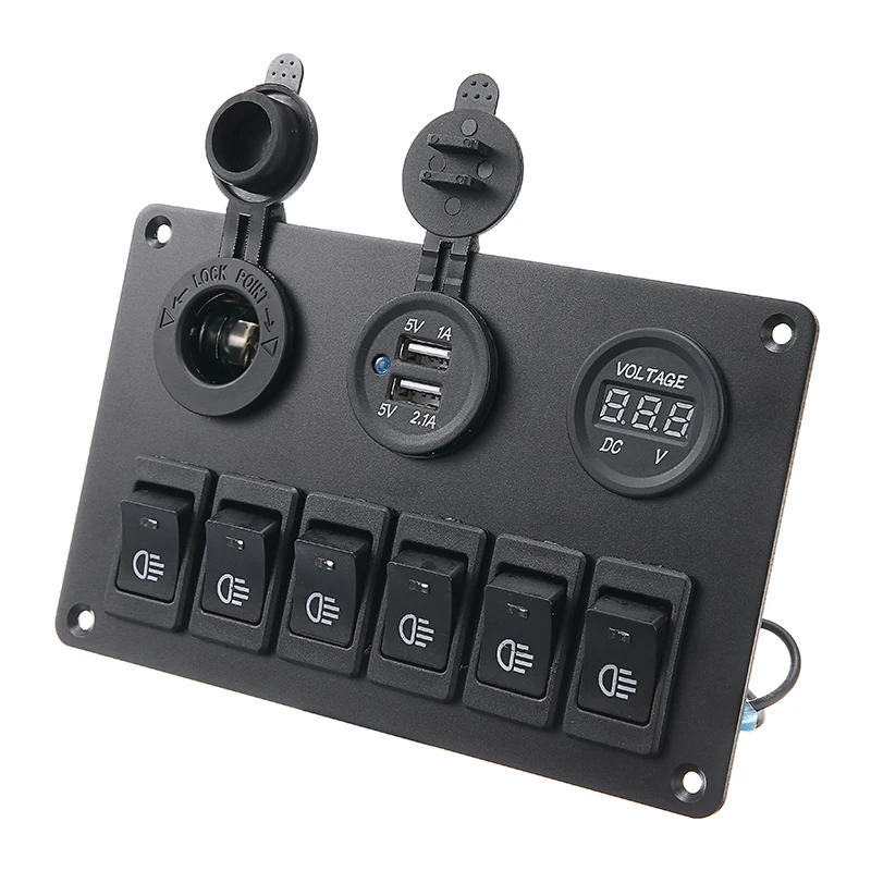 

6 кнопок Водонепроницаемый автомобиль лодка морской синий светодиодный перекидной переключатель Панель размыкатели цепи 12V включения-выкл...