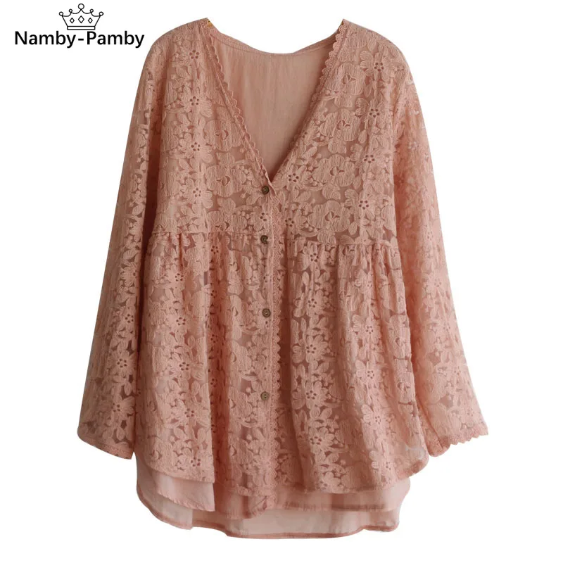 

shirts women spring autumn embroidery cotton tops loose single breasted tops long sleeve shirts Jiyue1807