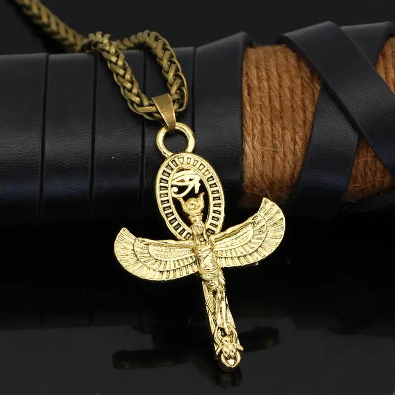 Classic Vintage Ancient Egyptian Ankh Cross Cleopatra Pendant Necklace for Men Women Trending Prayer Amulet Jewelry Gift