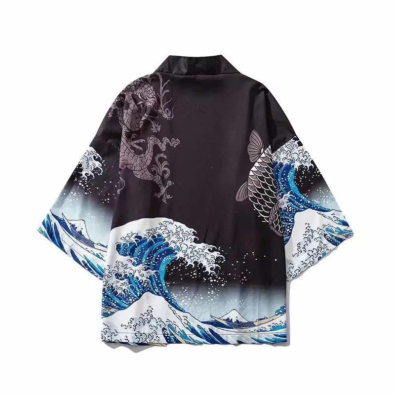 Самурайский кран японское кимоно Haori мужской женский кардиган китайский дракон Традиционная японская одежда азиатская одежда