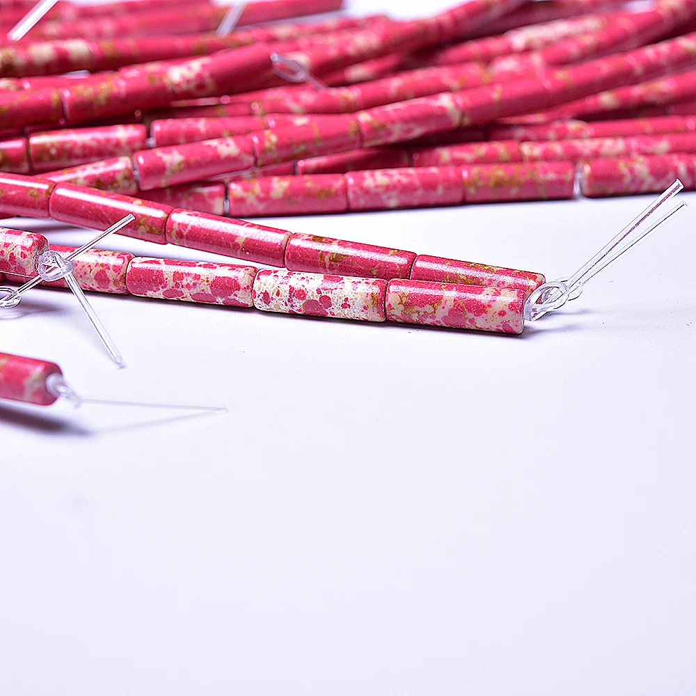 Натуральный круглой трубе каменные бусы красочные бусины 38 см прядь 4 мм x 13 для