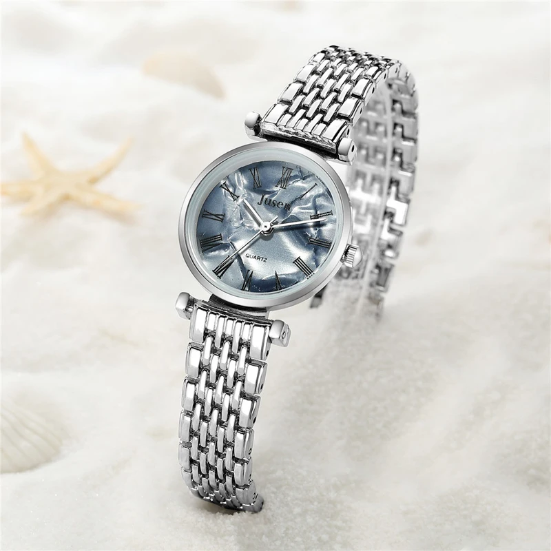 Мраморный циферблат сплав кварцевые женские часы браслет люксовый бренд