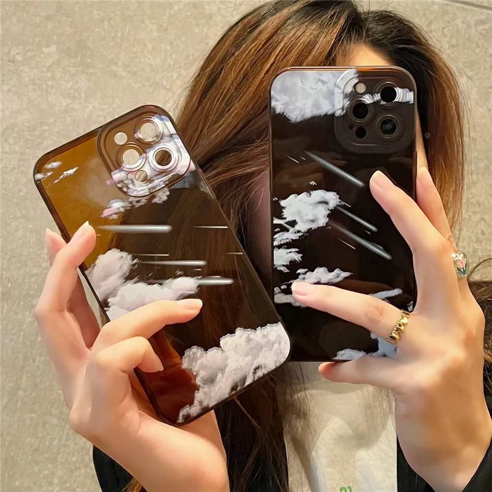 

INS Cartoon Cloud Transparent Phone Case For iPhone 12 11 PRO MAX XS X XR 8 PLUS Shockproof Clear Silicone Soft Back Cover Shell