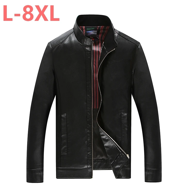 Кожаная мужская куртка размера плюс 8XL 6XL 5XL 4XL новая мотоциклетная из