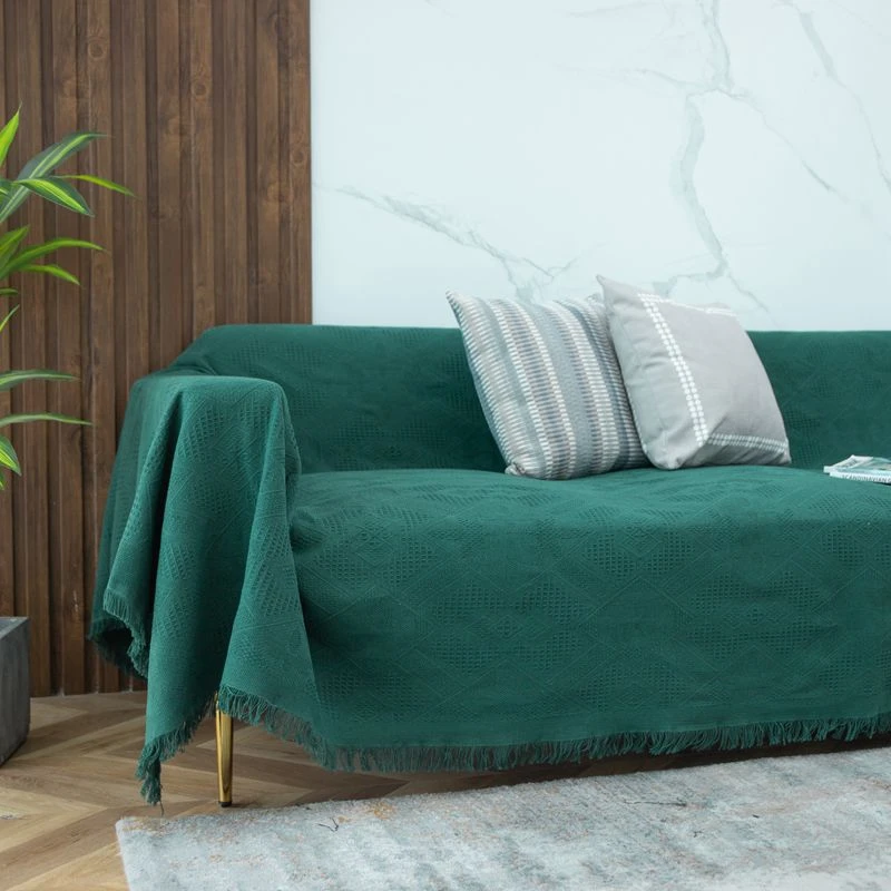 Диванное одеяло в скандинавском стиле темно-зеленый пылезащитный чехол гобелен