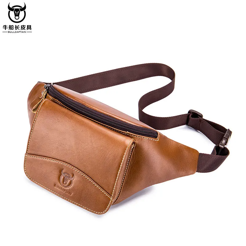 Поясная Сумка BULLCAPTAIN мужская из натуральной кожи роскошная забавная Сумочка для