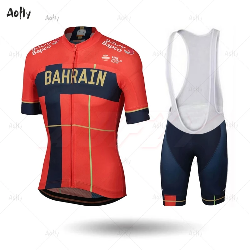 Беговая команда Бахрейна красная велосипедная одежда рубашка для велоспорта
