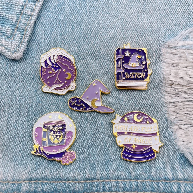 Креативные эмалированные булавки в стиле панк Хэллоуин Череп Волшебная книга