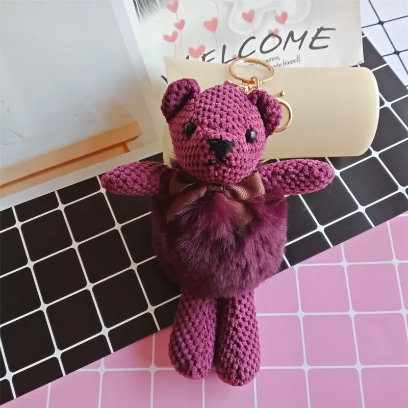 

New Cute Creative 18cm Big Bear Keychain Women's Plush Bear Keychain key ring Woman Car Bag Bag Pendant Jewelry Girl Small Gift