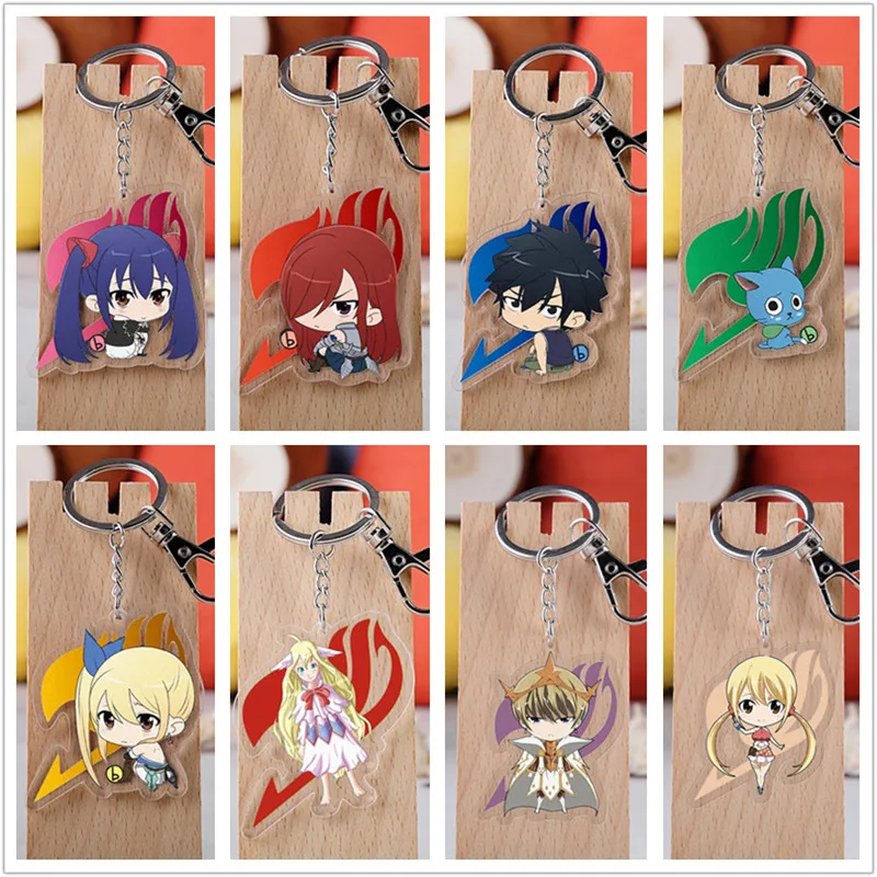 Акриловый брелок для ключей аниме Фея хвост в виде куклы серый счастливый