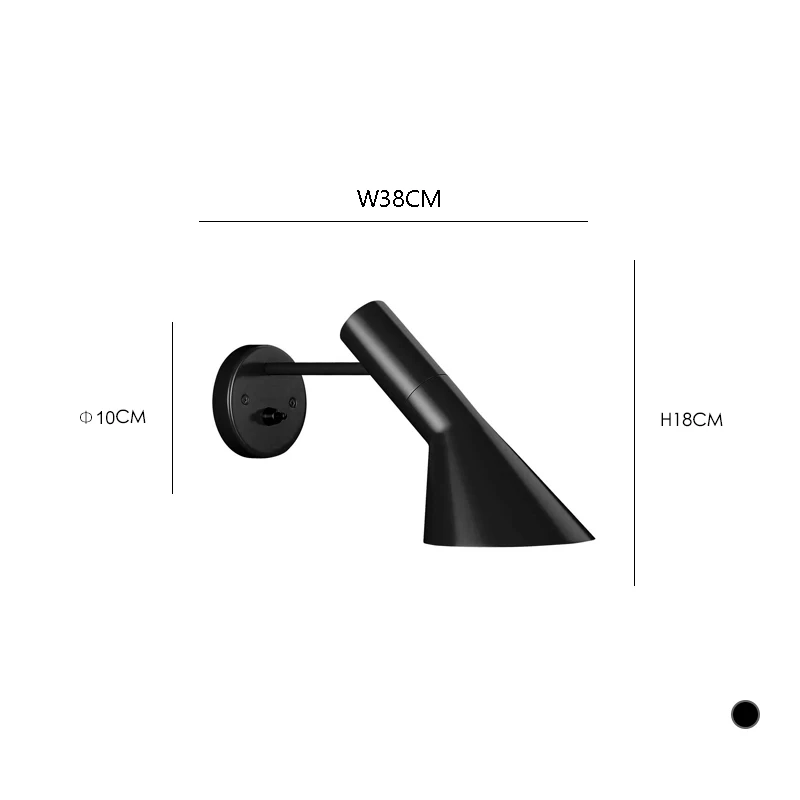 Black Скандинавский светильник, светодиодный настенный светильник, дизайн Arne Jacobsen, современное бра, Реплика, лампа Aj, подвесной светильник Aj, настенный светильник, декор для спальни, светильник - Цвет абажура: Black