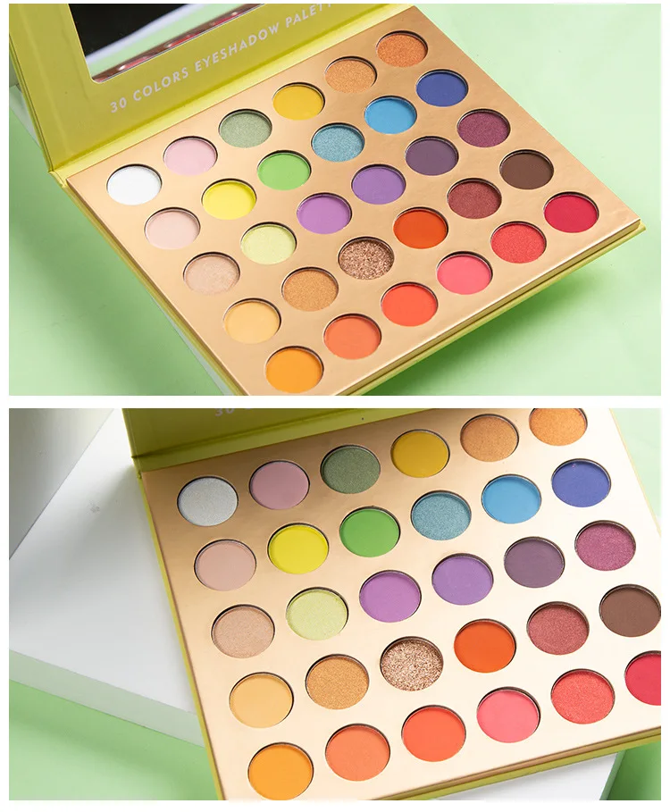 

Wholesal eyeshadow palette 30 colors matte glitter pigment eye makeup shadow private label no logo custom