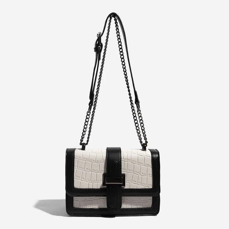 

Trendy Stone Chain Flap Bag Separator New Fashion Versatile Diagonal Women' Bag High Texture One Shoulder Small Square Waist Bag