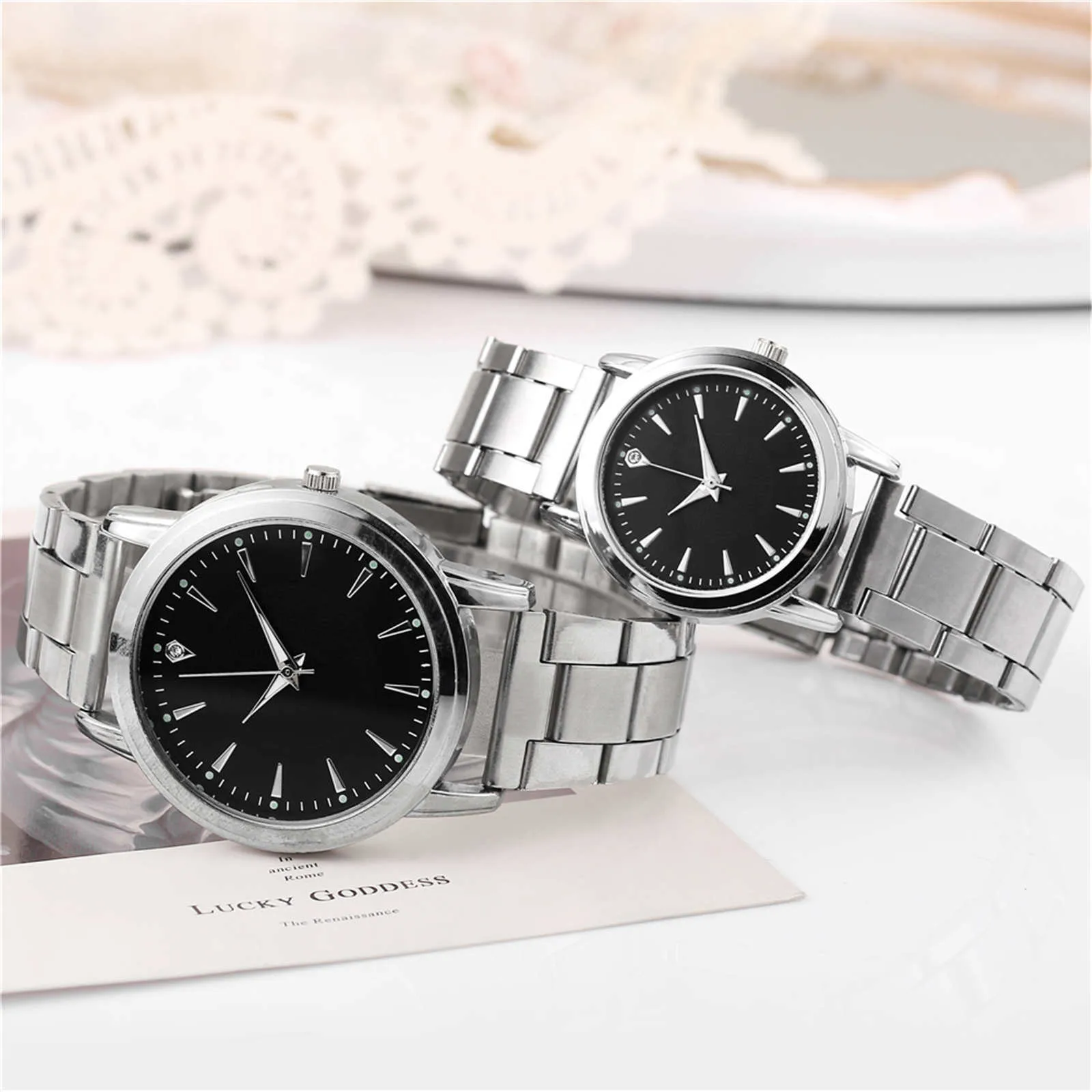

Luxury Black Temperament Dial Men Watches Fashion Men's Quartz Watch Stainless Steel Dial Casual Bracele Watch For Men 2021