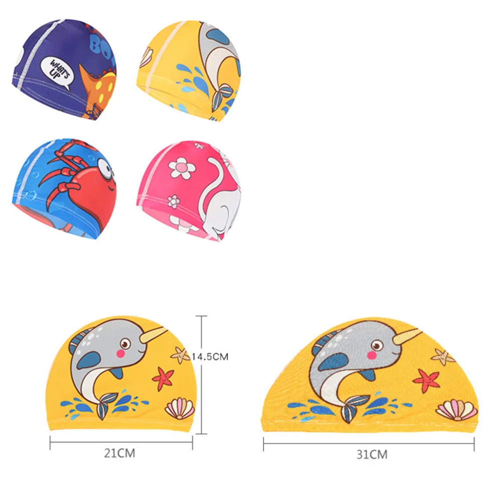 

5PCS Lovely Children Cartoon Swimming Caps Lovely Waterproof Ear Protection Swim Hats