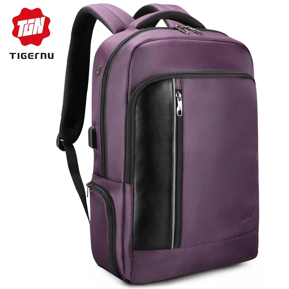 Purple Tigernu зарядки городской 15,6-дюймовый ноутбук рюкзак мужской противоугонная сумка RFID для школьных поездок деловых женщин рюк - Цвет: Purple