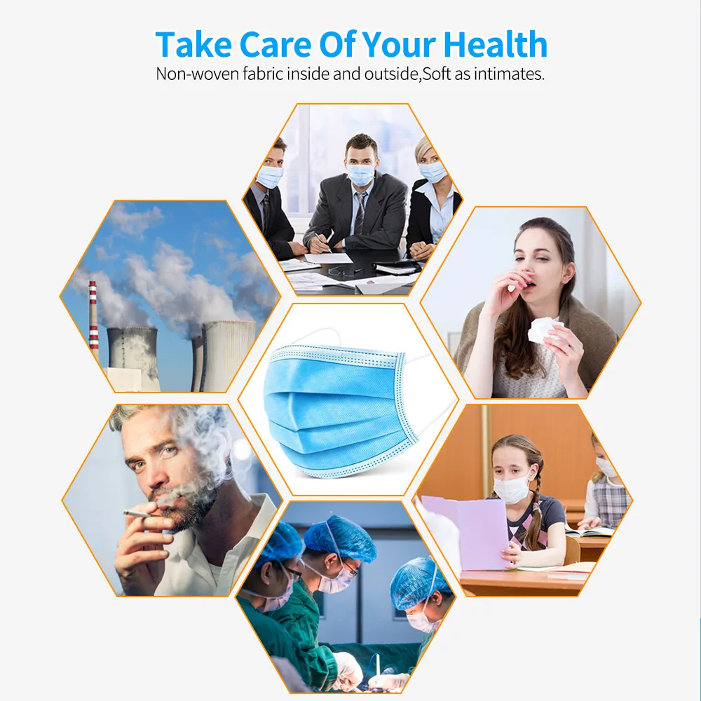 

Adult Disposable Mask Nonwove 3 Layer Ply Filter Mask Face Mask Mascarillas Filter Safe Breathable Protective Masks In Stock