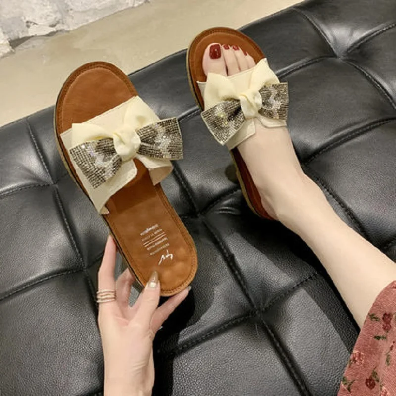 

Slippers women summer ribbon bow indoor summer non-slip 2020 new sandals and slippers for outer wear women's shoes
