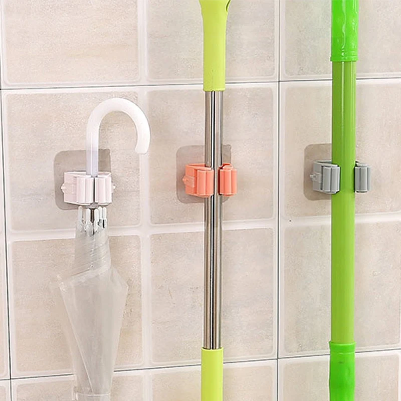 1Pc Mop Broom Holder Wall Mounted Household Adhesive Storage Hanger Hook Racks Kitchen Bathroom Organizer | Дом и сад