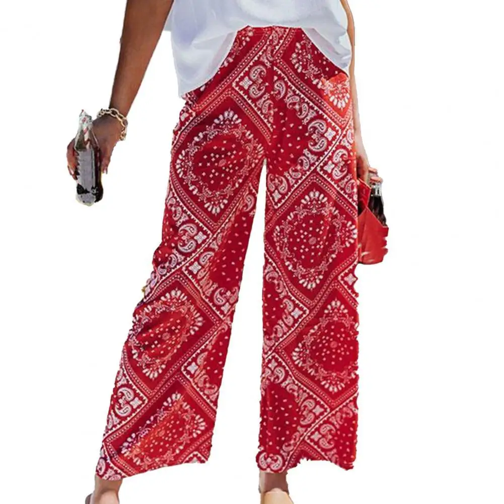 

Summer Women Casual Pants Wide Leg Bohemian Vintage Printing Trousers High Waist Pants Slacks Bottoms Pants Plus Size