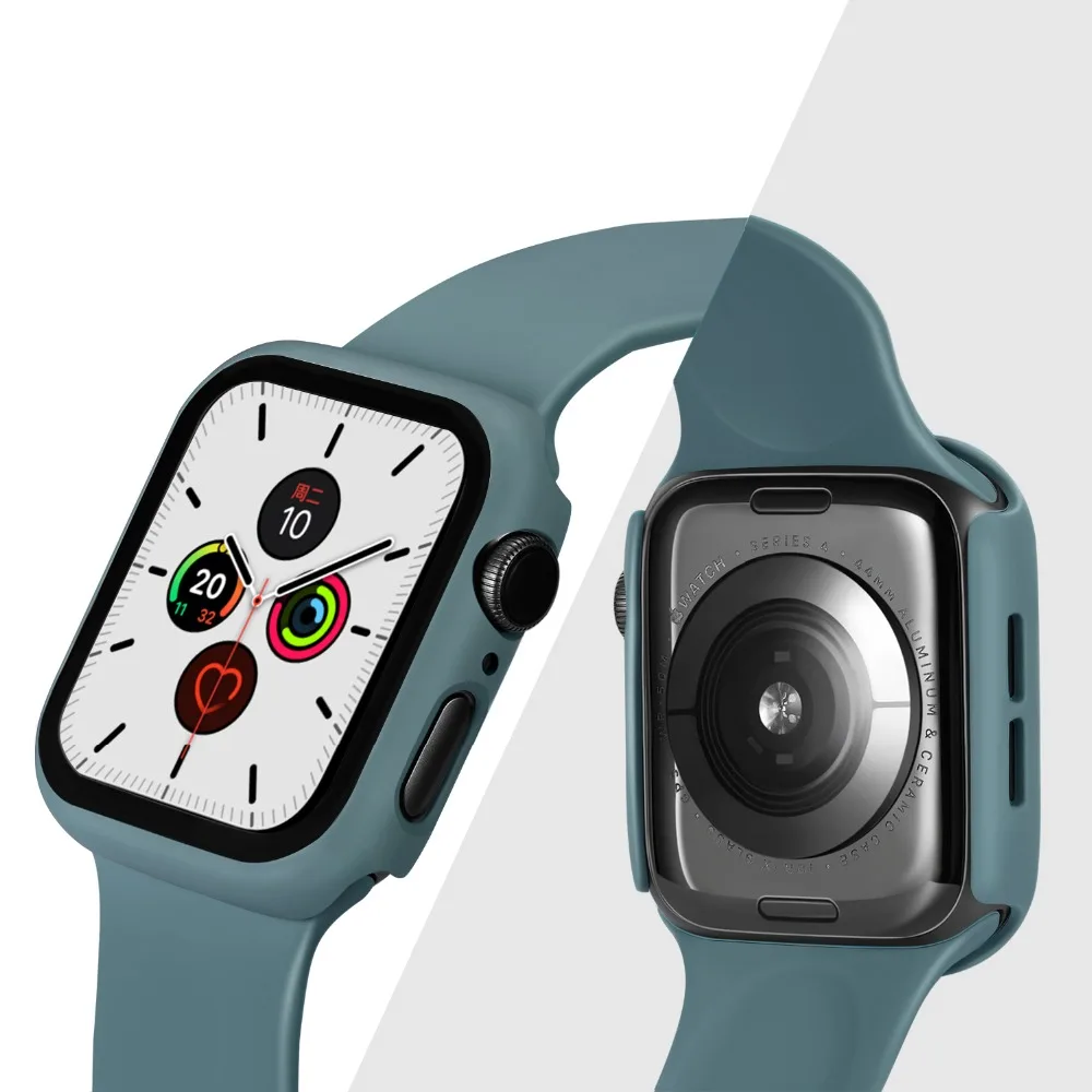 Полное покрытие для Apple Watch серии 5 4 3 2 матовый пластиковый бампер жесткий чехол рамка со стеклянной пленкой для iWatch защита экрана
