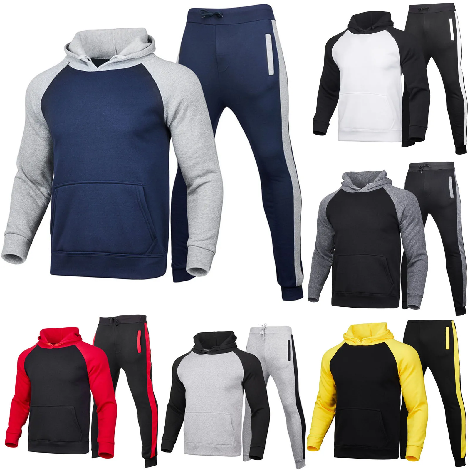 

Men's sets Jogging Sports Suit Winter men's tracksuit Long Sleeve Comfortable Pockets Plus Velve Hoodie roupas masculinas g5