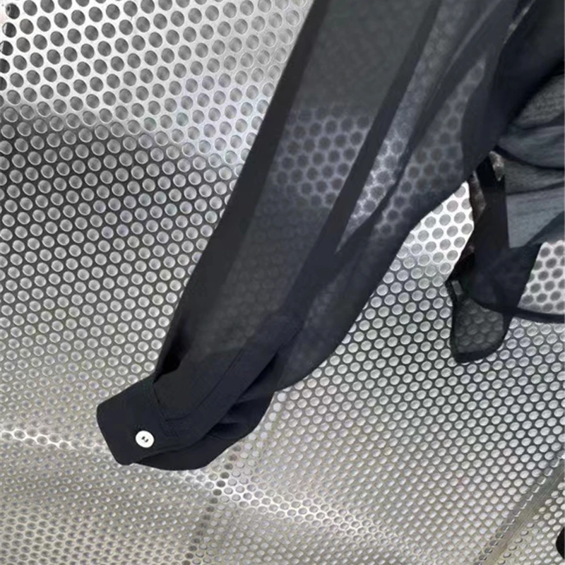 

VGH Casual Black Ruched Shirt For Women Lapel Long Sleeve Straight Loose Minimalist Blouses Female Summer Fashion Clothing 2021