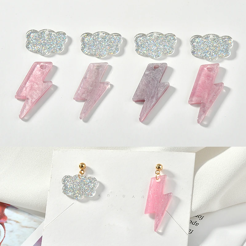 Милая японская розовая молния облако Doakri Вспышка порошок асимметричные серьги