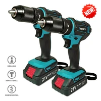 21v cordless impact drill 13mm wireless home electric screwdriver 3 in one recharge power tools compatible 18v lithium battery