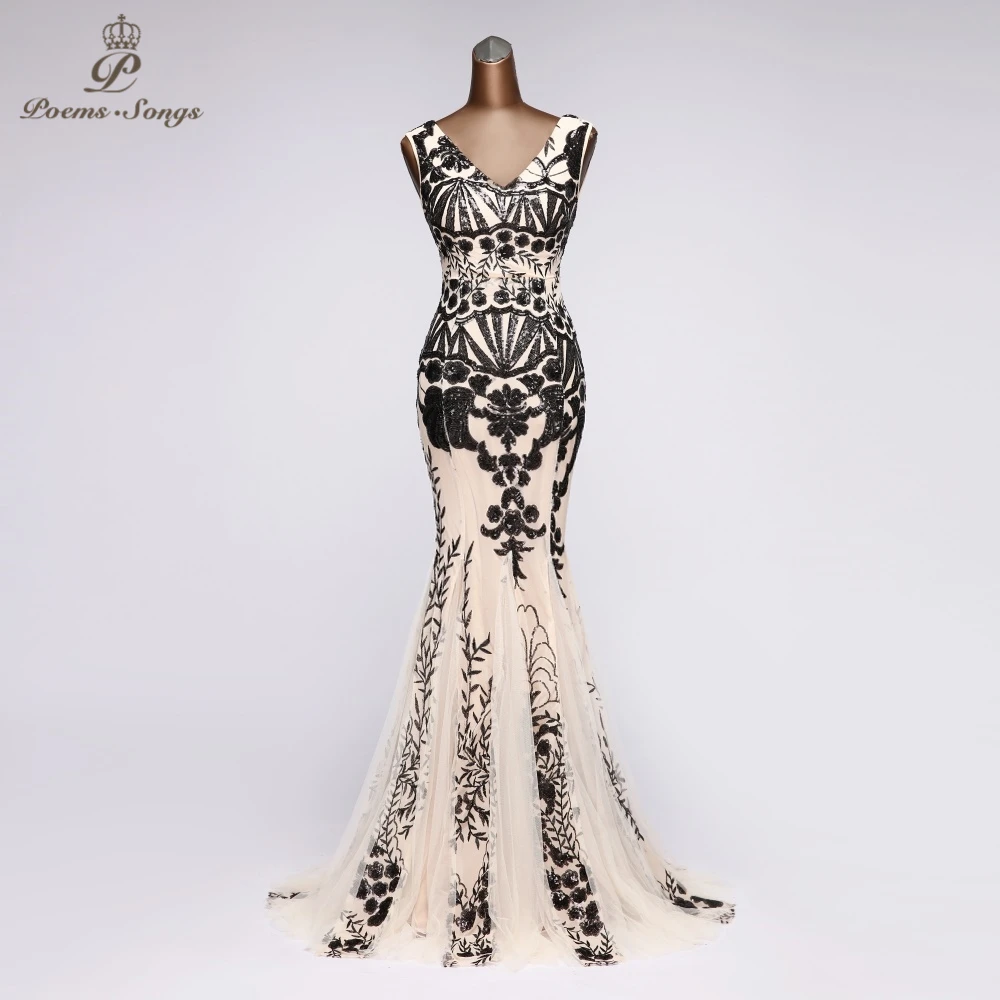 Женское вечернее платье с V-образным вырезом блестками | Свадьбы и торжества